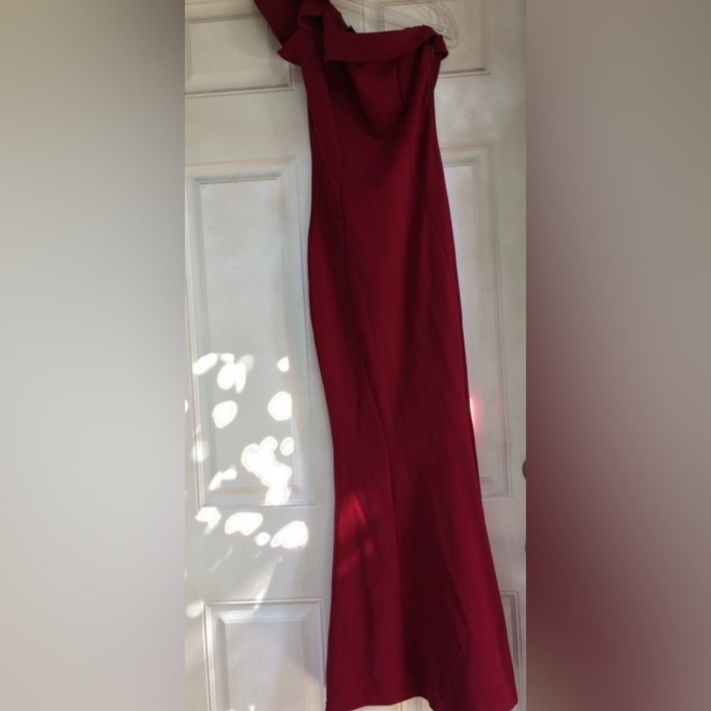 Wine evening dress one shoulder